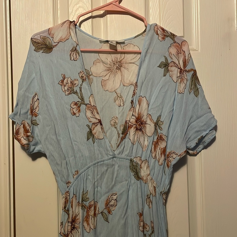 Spring floral v neck maxi dress